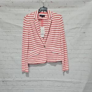 Jones New York Women's Red and White Striped Blazer